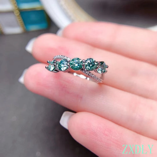 New Design Blue Moissanite Ring For Women Jewelry