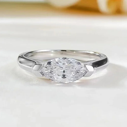 14K Gold Marquise Moissanite Diamond Ring Sterling Silver Party Wedding Band