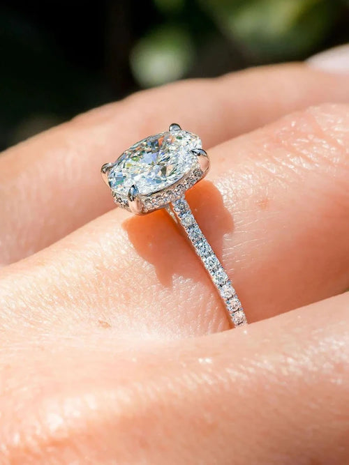 1ct Real Oval Moissanite Diamond Ring for Women