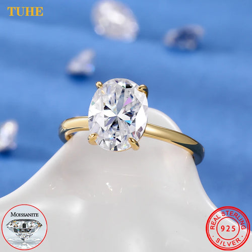 3ct Oval Moissanite Diamond Rings Women Sterling Silver Engagement Wedding