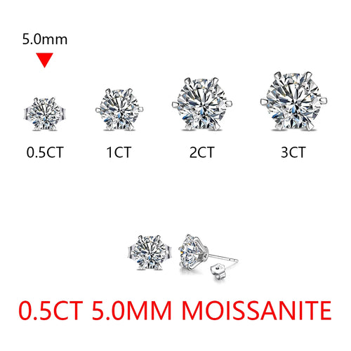 2.0 Carat Moissanite Gemstone Stud Earrings for Women