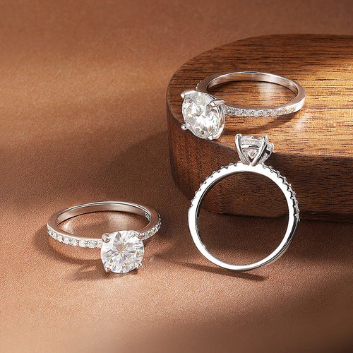 3ct Round Moissanite Ring 18K White Gold Plated
