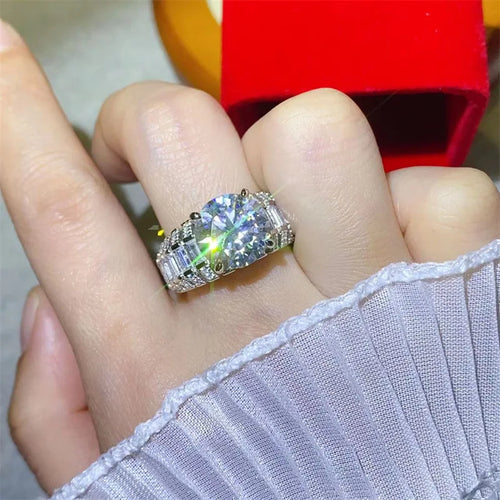 5ct D Color Moissanite Diamond Ring 925 Sterling Silver Party Wedding Band Rings