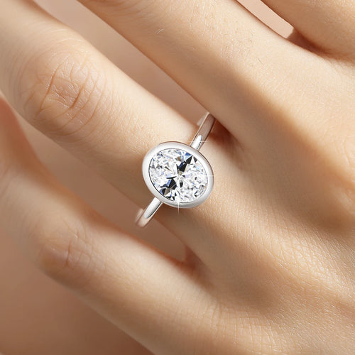 2CT Oval Moissanite Rings for Women Solid