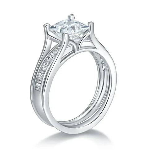 LinkerLove Princess Cut 1.5ct Moissanite Engagement Ring S925 Silver for Women