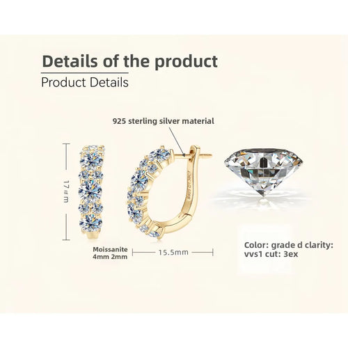 2.76Cttw Moissanite Lab Diamond Hoops Earrings