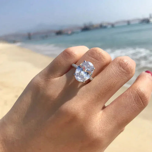 8CT Oval Cut All Moissanite Ring for Women