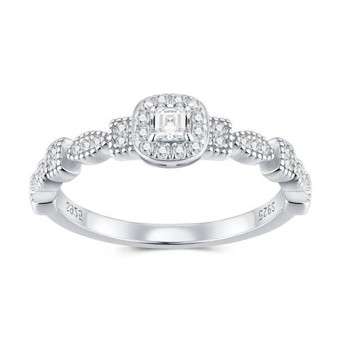 S925 Sterling Silver Cushion Cut Moissanite Ring for Women