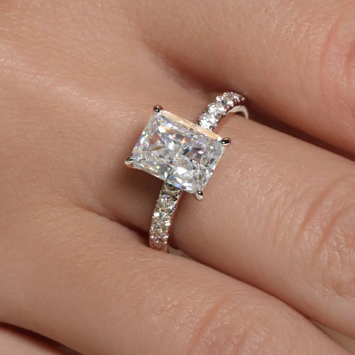 3ct D Color Radiant Cut Moissanite Engagement Ring for Women
