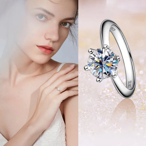 1-10ct GRA Certified Moissanite Ring VVS1 Solitaire Ring For Women