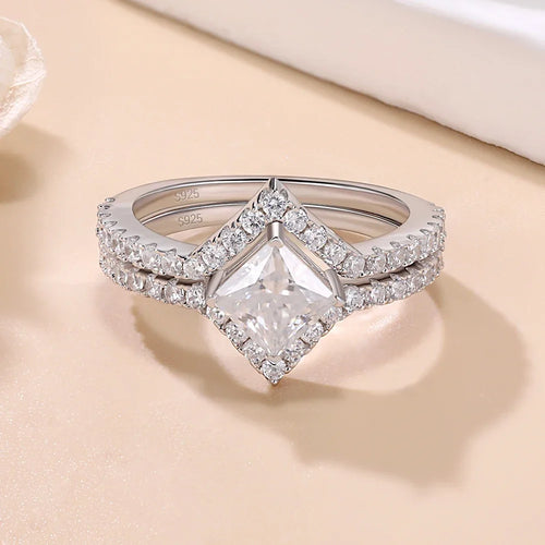 1CT Princess Cut Moissanite Engagement Ring