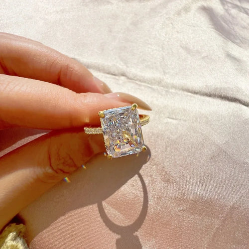 Radiant Cut Moissanite Diamond Ring 100% Real 925 sterling Silver Engagement Wedding .