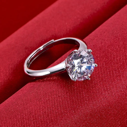 Sterling Silver 0.5-3 Carat 8.0mm D Color Moissanite Ring Round For Women