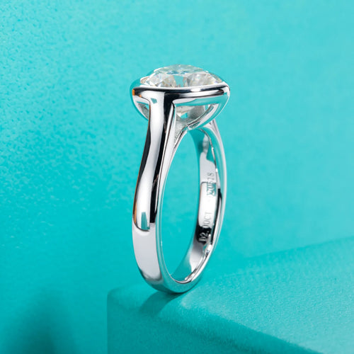 3ct Heart Cut D Color Moissanite Engagement Bezel Ring