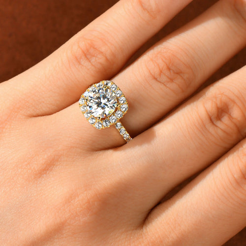 8MM Brilliant Diamond Wedding Finger Rings Silver Band Plated 18K Gold