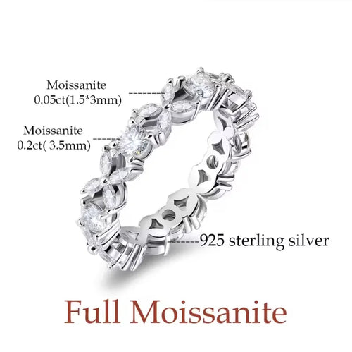 2.5CT Moissanite Diamond Ring for Women Wedding Engagement Band Fine Jewelry