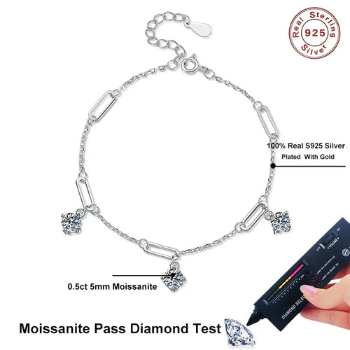 925 Sterling Silver with Gold Plated Lab Diamond Women