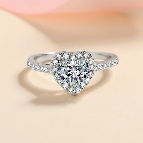 6.5mm Heart Shape Moissanite Ring Sterling Silver