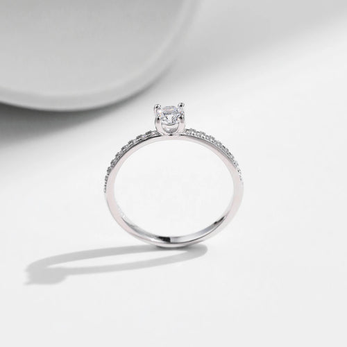 Moissanite Ring Delicate Square 925 Sterling Silver Lab Diamond Ring For Women Round cut