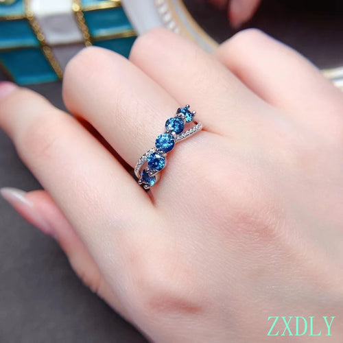 New Design Blue Moissanite Ring For Women Jewelry