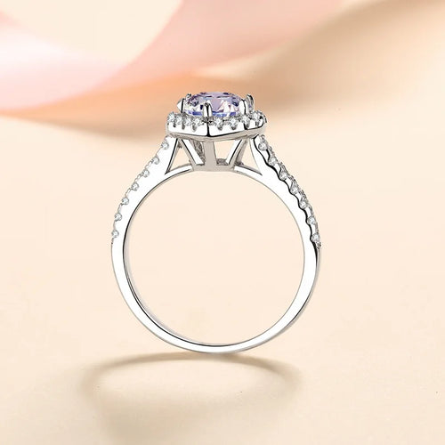 6.5mm Heart Shape Moissanite Ring Sterling Silver