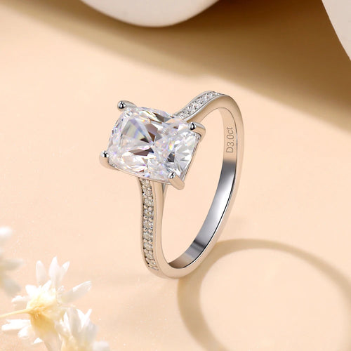 3ct Cushion Cut 925 Sterling Silver Diamond Rings