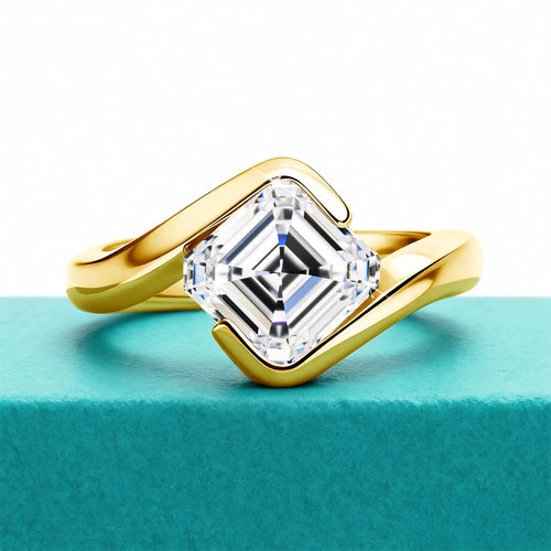 2ct Asscher Cut Moissanite ring 18k Gold plated for Women Asscher Cut