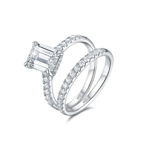Newshe Moissanite Bridal Rings Set for Women Radiant cut