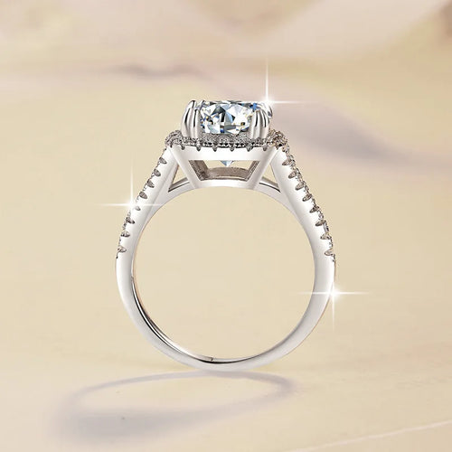 Moissanite 4 Carat PT950 Platinum Cushion-Cut Women's Ring