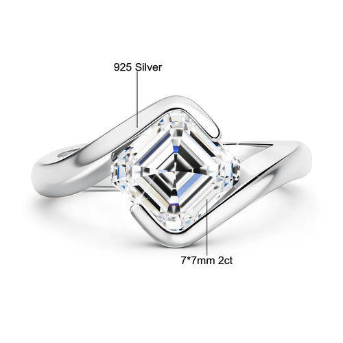 2ct Asscher Cut Moissanite ring 18k Gold plated for Women Asscher Cut