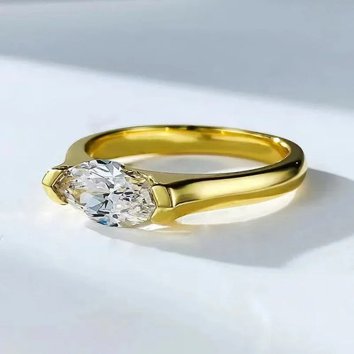 14K Gold Marquise Moissanite Diamond Ring Sterling Silver Party Wedding Band
