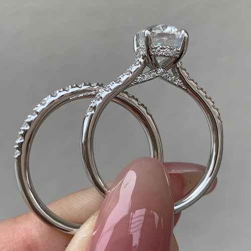 Newshe Moissanite Bridal Rings Set for Women Radiant cut