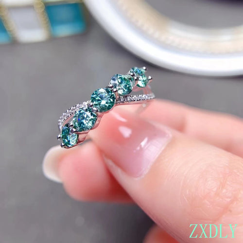 New Design Blue Moissanite Ring For Women Jewelry