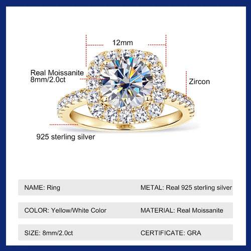 8MM Brilliant Diamond Wedding Finger Rings