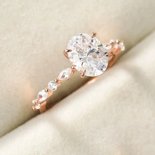 TY 3ct Oval Cut Moissanite Engagement Rings for Women