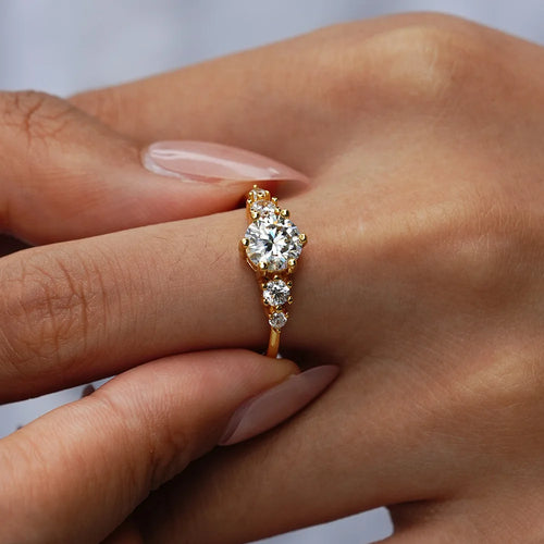 24K real gold ring moissanite Wedding Jewelry