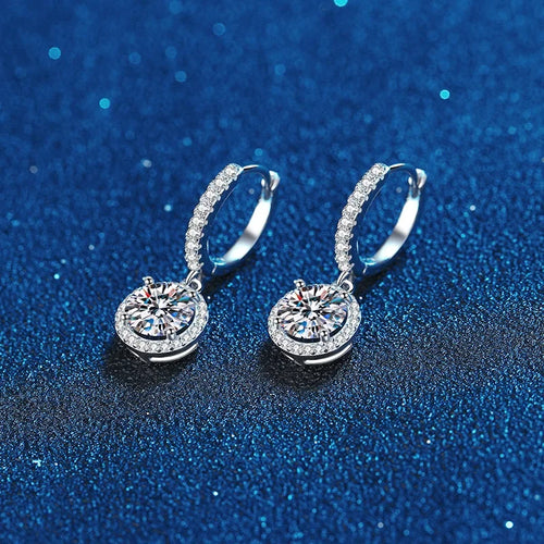 925 Sterling Silver 1 Carat Moissanite Round Earrings Daily