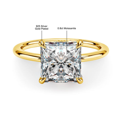 1ct 2ct 3ct D Color VVS1 Princess Cut Moissanite Ring For Women Engagement