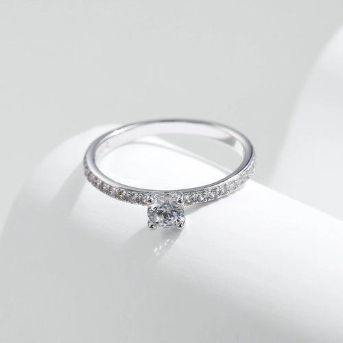 Moissanite Ring Delicate Square 925 Sterling Silver Lab Diamond Ring For Women Round cut