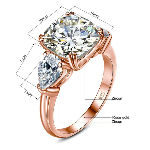 5ct Cushion Cut 3 Stone Moissanite Ring