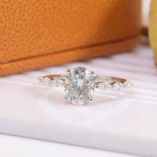 2ct Oval Cut Moissanite Engagement Rings for Women