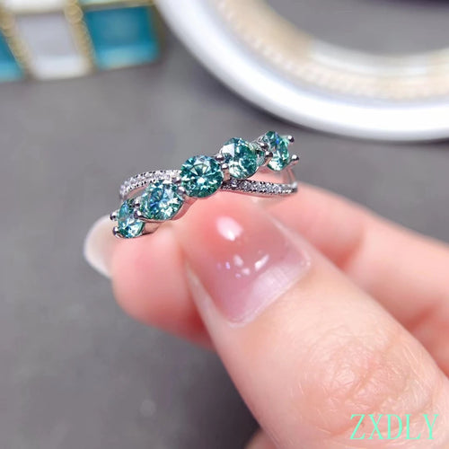 New Design Blue Moissanite Ring For Women Jewelry