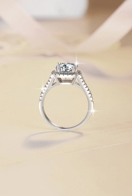 Moissanite 4 Carat PT950 Platinum Cushion-Cut Women's Ring