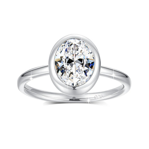 2CT Oval Moissanite Rings for Women Solid