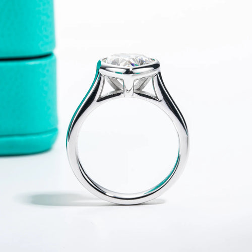 3ct Heart Cut D Color Moissanite Engagement Bezel Ring