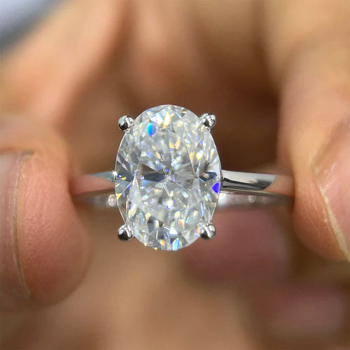 1-4CT Oval Cut Moissanite Rings for Women Sparkling Diamond