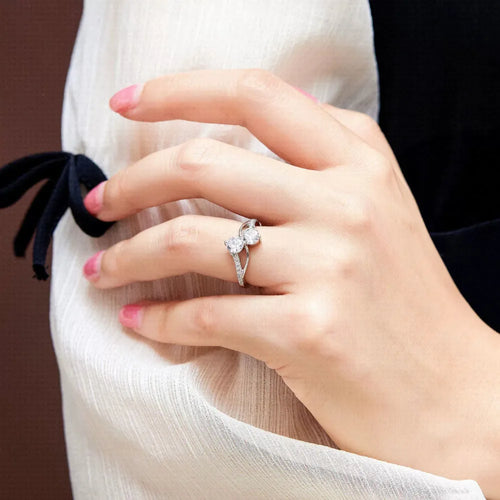 Moissanite 925 Silver Ring round for Women D Color Shining Moissanite Round cut