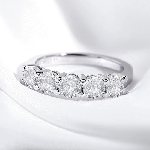 0.5CT Stone Match Round Diamond Wedding Band Bride S925 Sterling Silver GRA