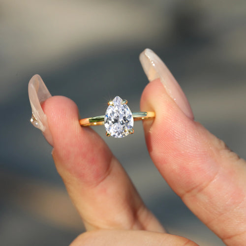 925 Sterling Silver 1ct-3ct Moissanite Engagement Ring for Woman pear cut
