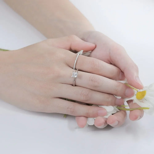 Princess Cut Moissanite Engagement Ring for Women
